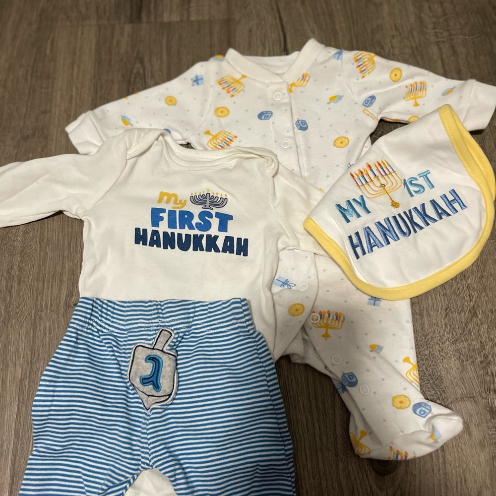 Hanukkah baby gift set. Worn once. Excellent condition.